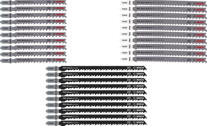Bosch PRO Juego de cortes gruesos para madera y metal, 100 mm, 30 piezas.